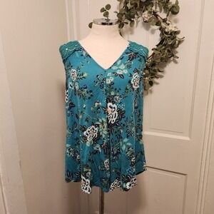Daniel Rainn Teal Crochet Detailed Top Women's‎ Size 1X